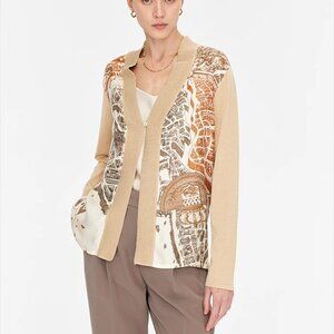 Marius Women Cotton Silk Cardigan La Cité Cavalière Inspired Print sz M